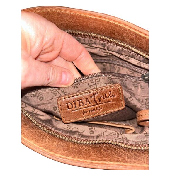 Diba True Women Brown‎ Leather Zipper Outer Pockets Crossbody Strap Shoulder Bag - Picture 8 of 9